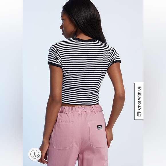 Obey Zoe Baby Ringer Black & White Stripe Tee - Picture 15 of 15